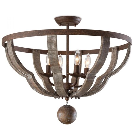 Regina Andrew Wooden Quatrefoil Semi Flush Mount 16-1166